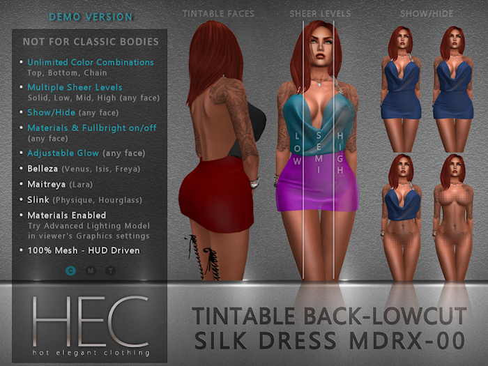 HEC - DEMO-U Tintable Multi-Sheer Back-LowCut Silk Dress MDRX00