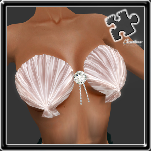 Bra / Mermaid / Merfolk / Sculpted / Shell Bra Rose With Diamonds 