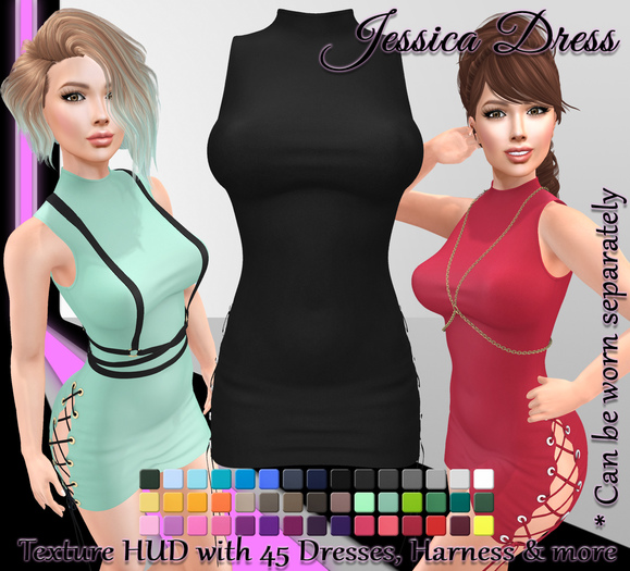 [Syn] Jessica Dress (Texture HUD, Maitreya, Physique, Hourglass, Venus, Isis & Freya, materials enabled)