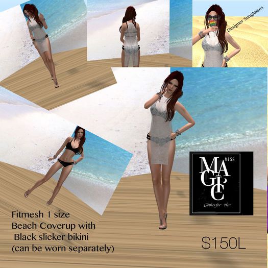 Fittmesh Bikini & Beach coverup with sunglasses