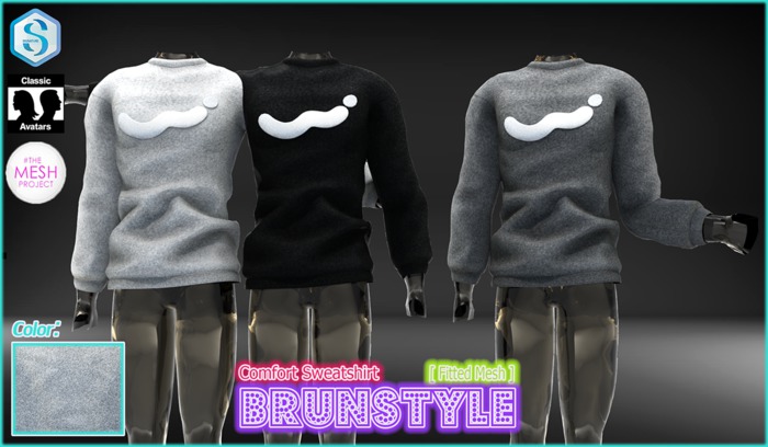 [BrunStyle] Comfort Sweatshirt (Fitted Mesh) - White