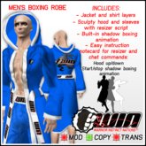 WIN Men's Boxing Robe Blue with White Trim