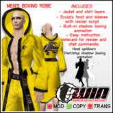 WIN Men's Boxing Robe Yellow with Black Trim