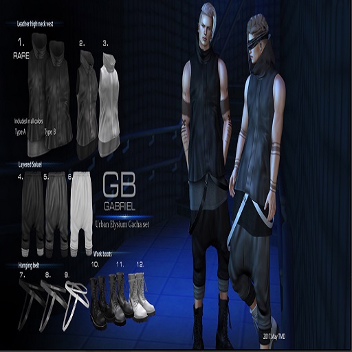 1.::GB::Leather high neck vest / Black RARE