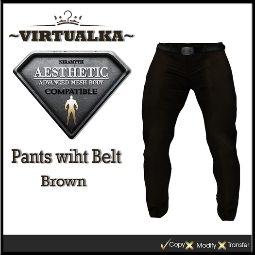 ~V~ Pants with Belt Brown (AESTHETIC)