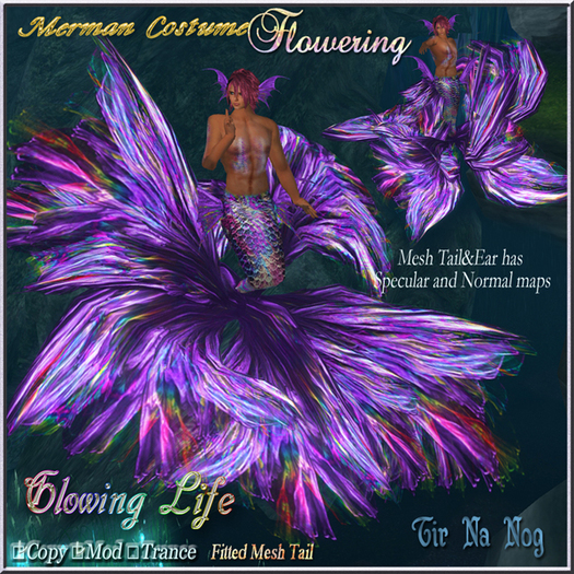 Meman Clothes Second Life Marketplace - **TNN**Merman costume Flowering ~Glowing Life~