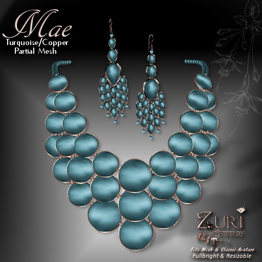 Zuri Rayna~Mae Set - Necklace & Earrings - Turquoise/Copper