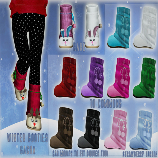 .:Strawberry Turtle:. Winter Booties - green