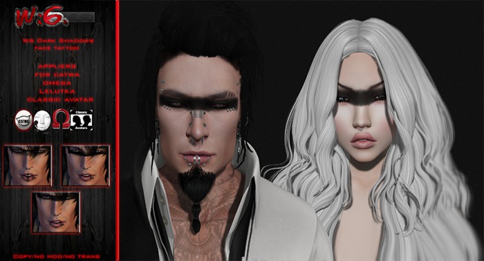 W6 Dark Shadows face tattoo