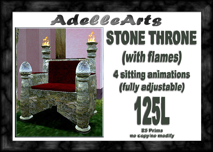 AdelleArts Stone Throne with Flames