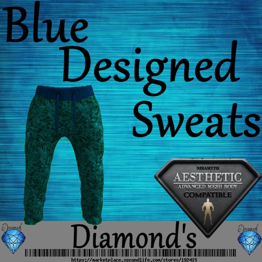 Blue Designed Sweats {Aesthetic}