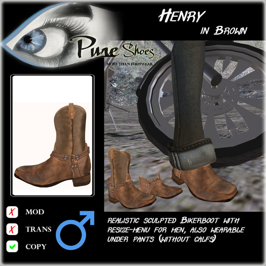 << PURE >> Pure Shoes - Henry (in Brown) [inworld price 99L$]