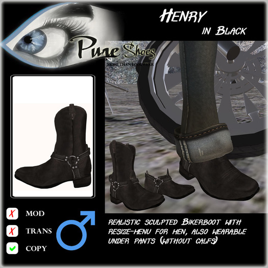 << PURE >> Pure Shoes - Henry (in Black) [inworld price 99L$]