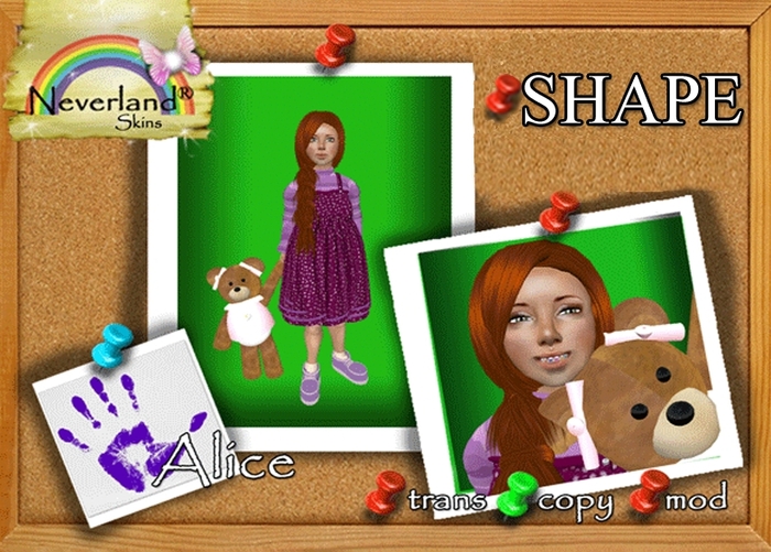 Neverland Kids shapes: Alice girl shape