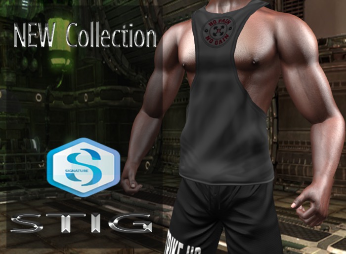 Male Tank Top Fitted Mesh for Signature Body black
