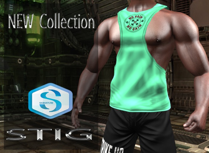Male Tank Top Fitted Mesh for Signature Body green