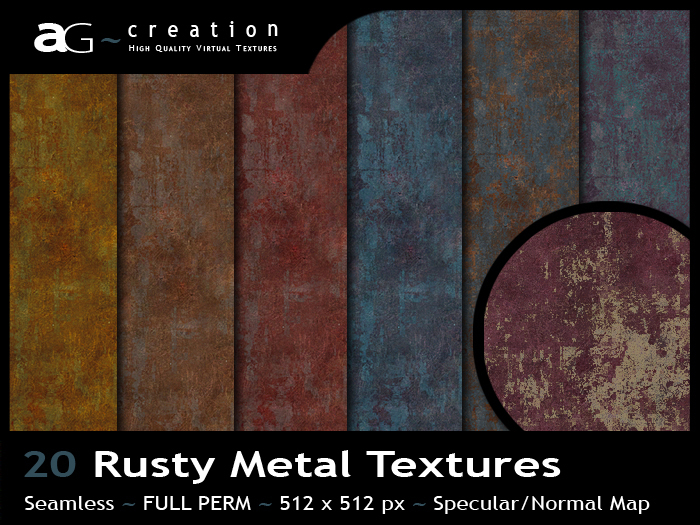 ~AG~ Creation ~ 20 Rusty Metal Textures Full Perm