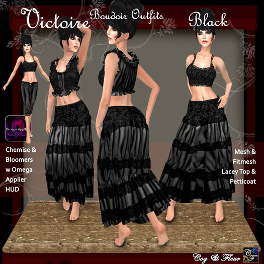 C&F Victoire Boudoir Outfit Black Satin