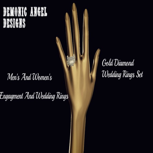.::D.A.D::. Gold Diamond Wedding Ring Set {BOXED}