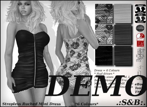 .:S&B:. Strapless Ruched Mini Dress Demo *6 Colours*