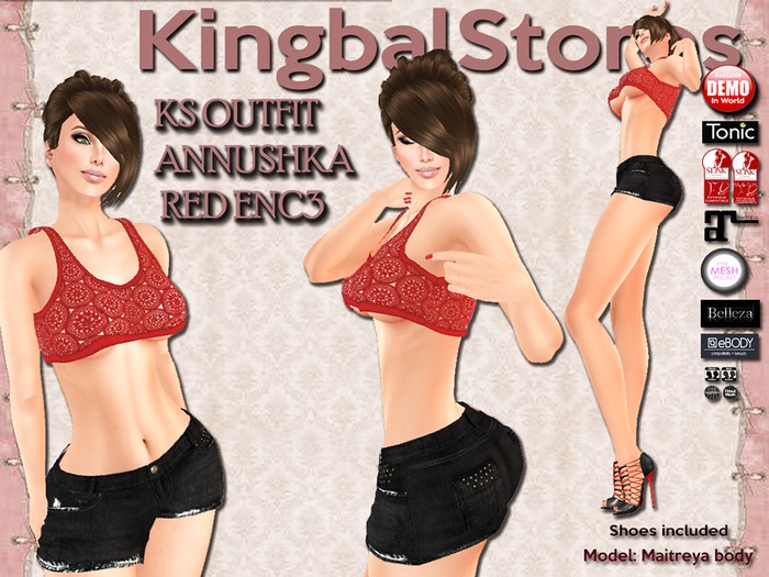 KS OUTFIT ANNUSHKA SHORT&BLACK&SHOES RED ENC3