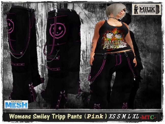MIUK - Womens  Smiley  Tripp  Pants (Pink)  XS S M L XL