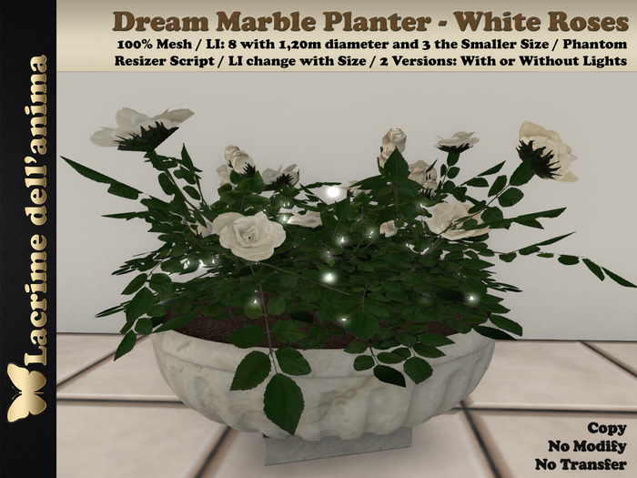 (BOX) Dream Marble Planter - White Roses