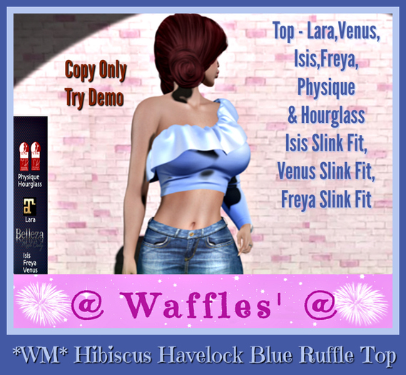 *WM* Hibiscus Havelock Blue Ruffle Top