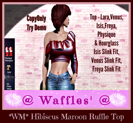 *WM* Hibiscus Maroon Ruffle Top