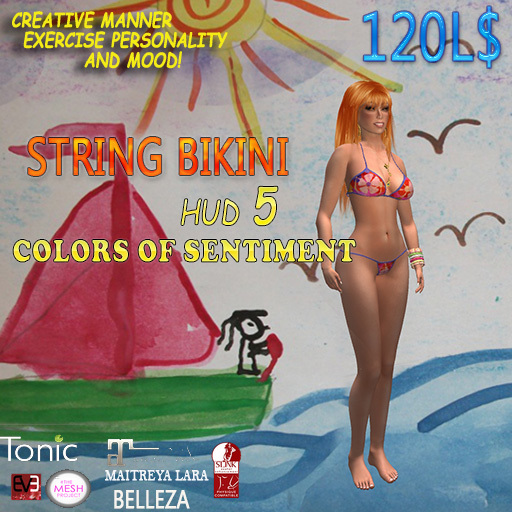 ~I.Z.~ Swimsuit  String and Bikini  HUD 5 colors MAITREYA / SLINK / BELLEZA / TONIC / EVE