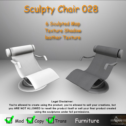 -=((Guu))=- Sculpty chair 028 Furniture [BOXED] SCULPT MAP FULL PERMS