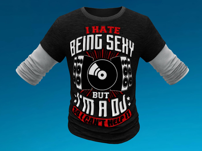DJ Sexy (black-white) Mens MESH Dual Layer Shirt BOX