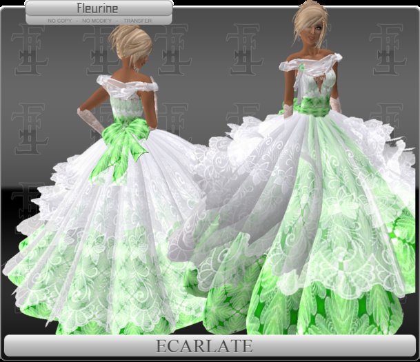 Ecarlate -  Gown Dress More Green / Robe Ample Verte - Fleurine