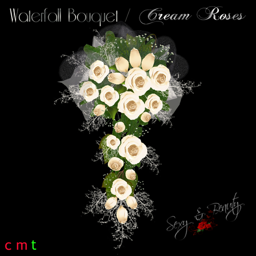 Wedding Bridal Bouquet - Whaterfall Cream Roses