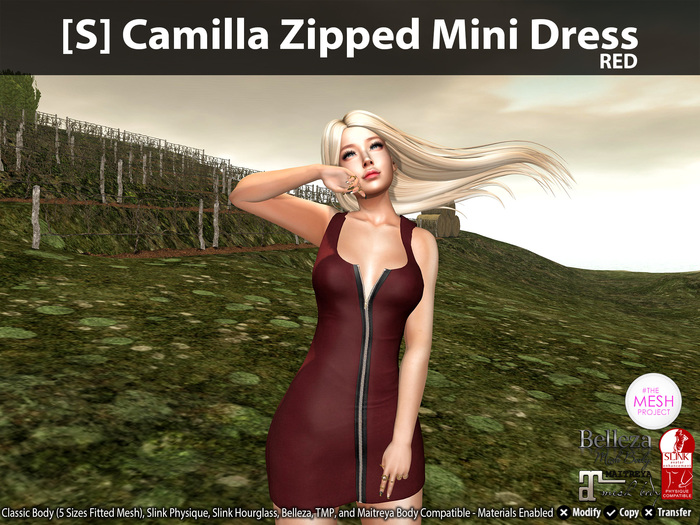 [S] Camilla Zipped Mini Dress Red