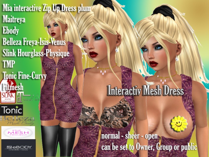 Mia Zip Up interactive Dress plum