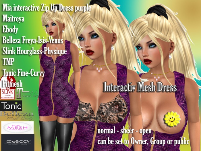 Mia Zip Up interactive Dress purple