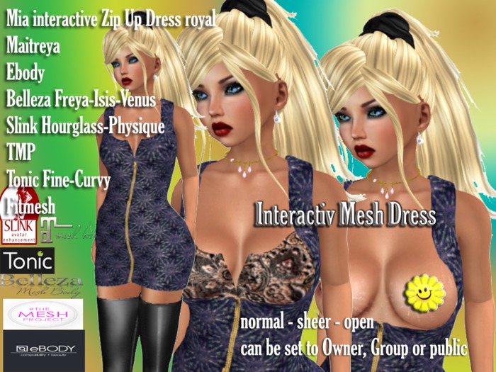 Mia Zip Up interactive Dress royal