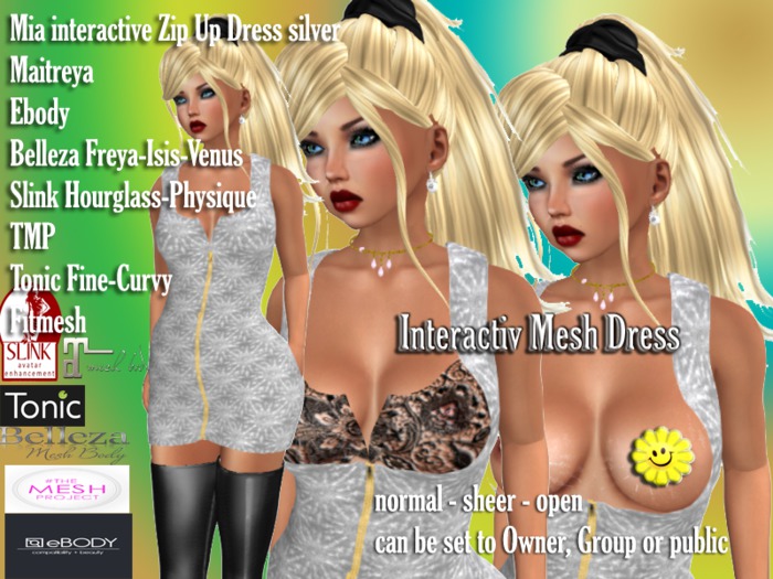 Mia Zip Up interactive Dress silver