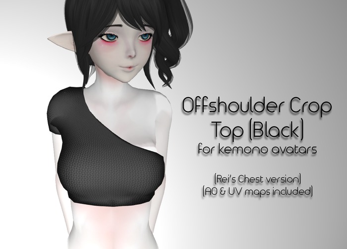 LMF Kemono Offshoulder Crop Top (Black) (Rei's Chest)