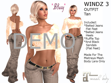 *BSASSY* WINDZ 3 BELTED JEANS WITH RUFFLE SHIRT & SANDALS DEMO