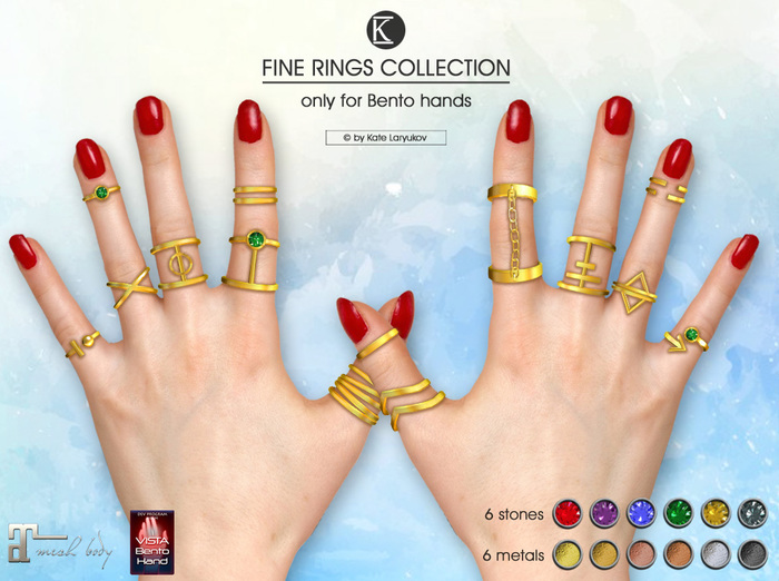 [*K*] Fine Rings Collection for bento hands - DEMO