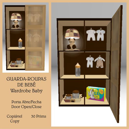 Guarda-Roupas de Bebe Marrom/Bege - Lua - Copiavel