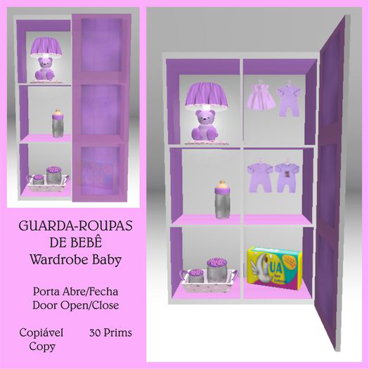 Guarda-Roupas de Bebe Lilas - Lua - Copiavel
