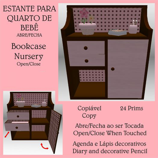 Estante de Bebe Marrom/Rosa - Abre/Fecha - Lua - Copiavel