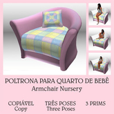 Poltrona Para Quarto de Bebe Rosa - Lua - 3 Poses - Copiavel