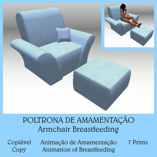 Poltrona de Amamentacao Azul - Lua - Copiavel 