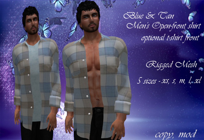 Blue & Tan Men's Mesh Shirt w/TShirt Insert