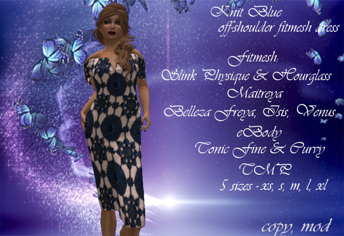 Knit Blue Off Shoulder Dress