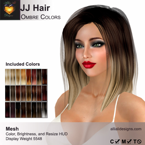 A&A JJ Hair Ombre Colors Pack. Womens mesh hairstyle